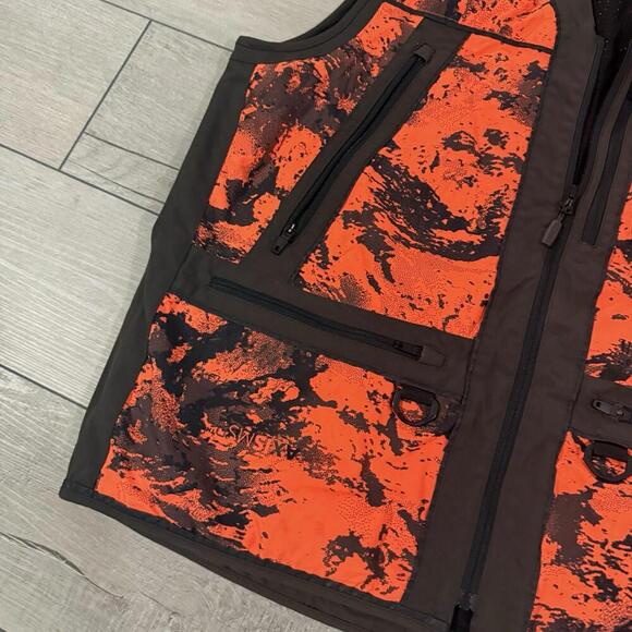 Härkila Hunting Shooting Vest Blaze Orange Camo Utility Pockets Men Size 4XL B&T - Picture 6 of 13